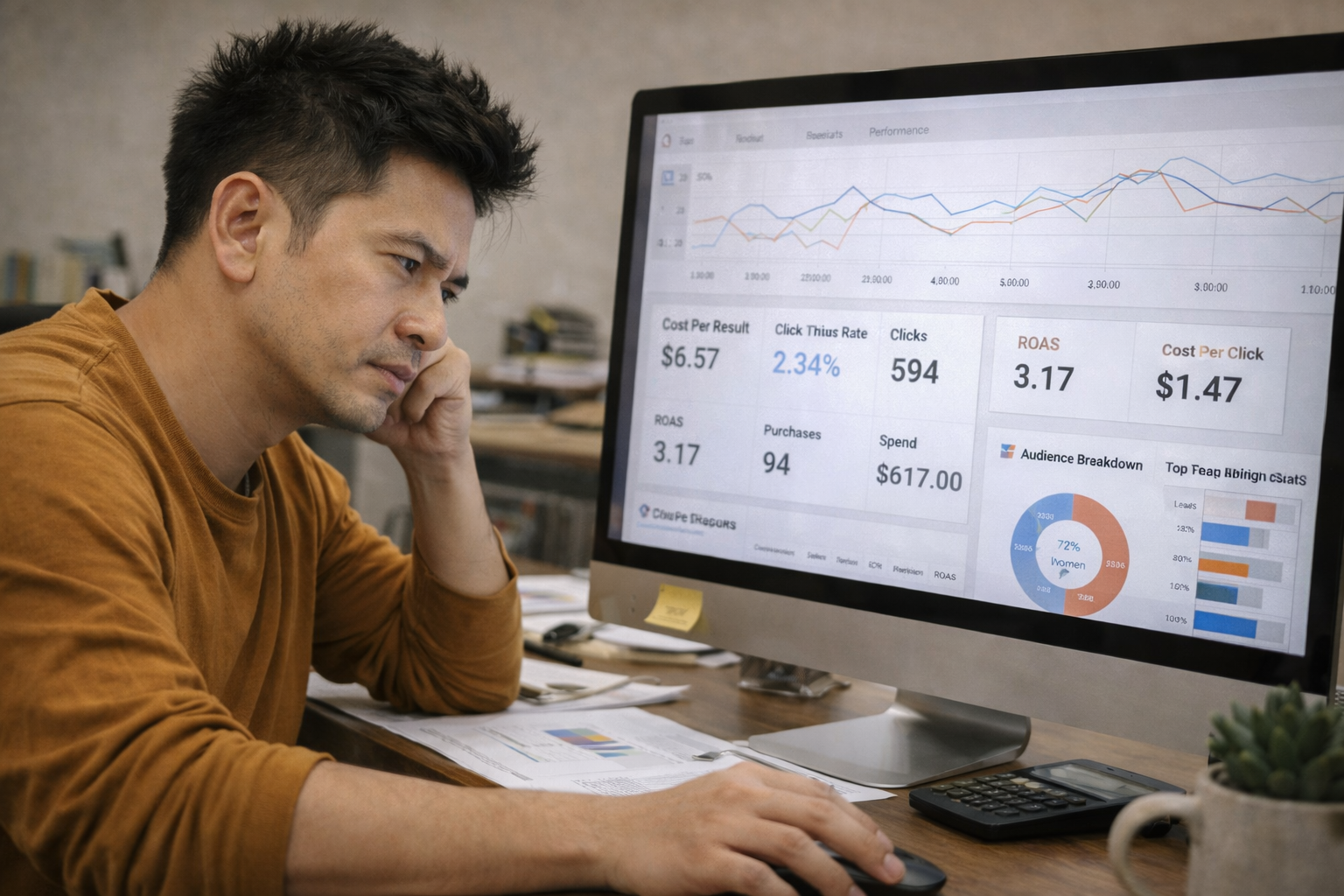 Complex metrics dashboard with no clear results